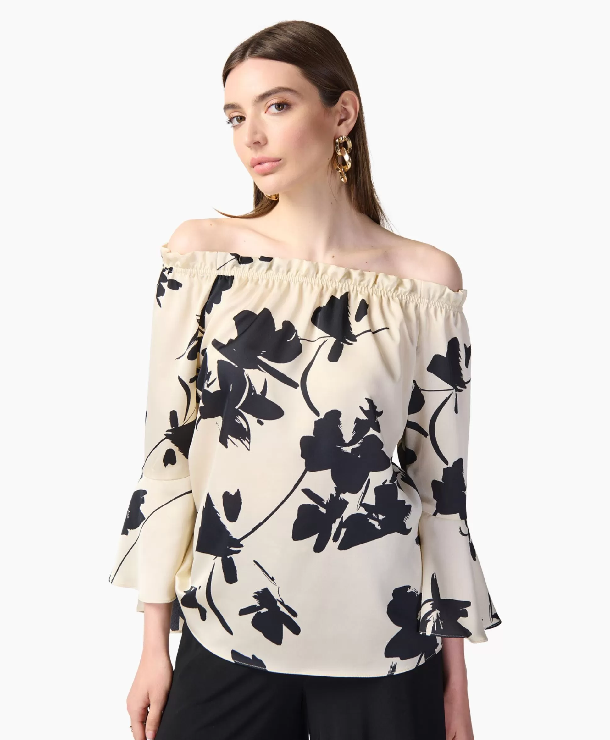 New Blouse Print Lange Mouwen Zwart Dessin Dames Blouses