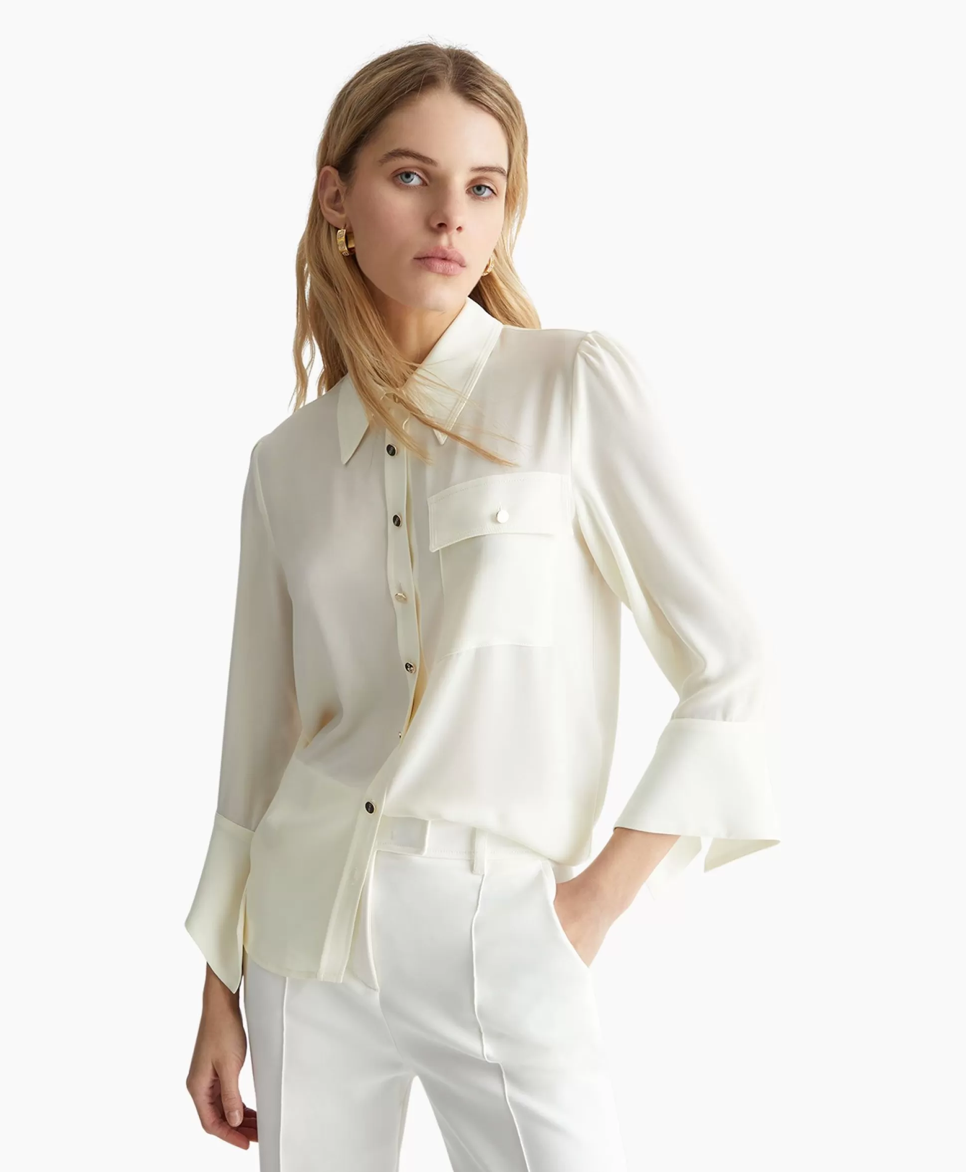 Cheap Blouse Ecs Camicia C/Polso Aperto Wit Dames Blouses