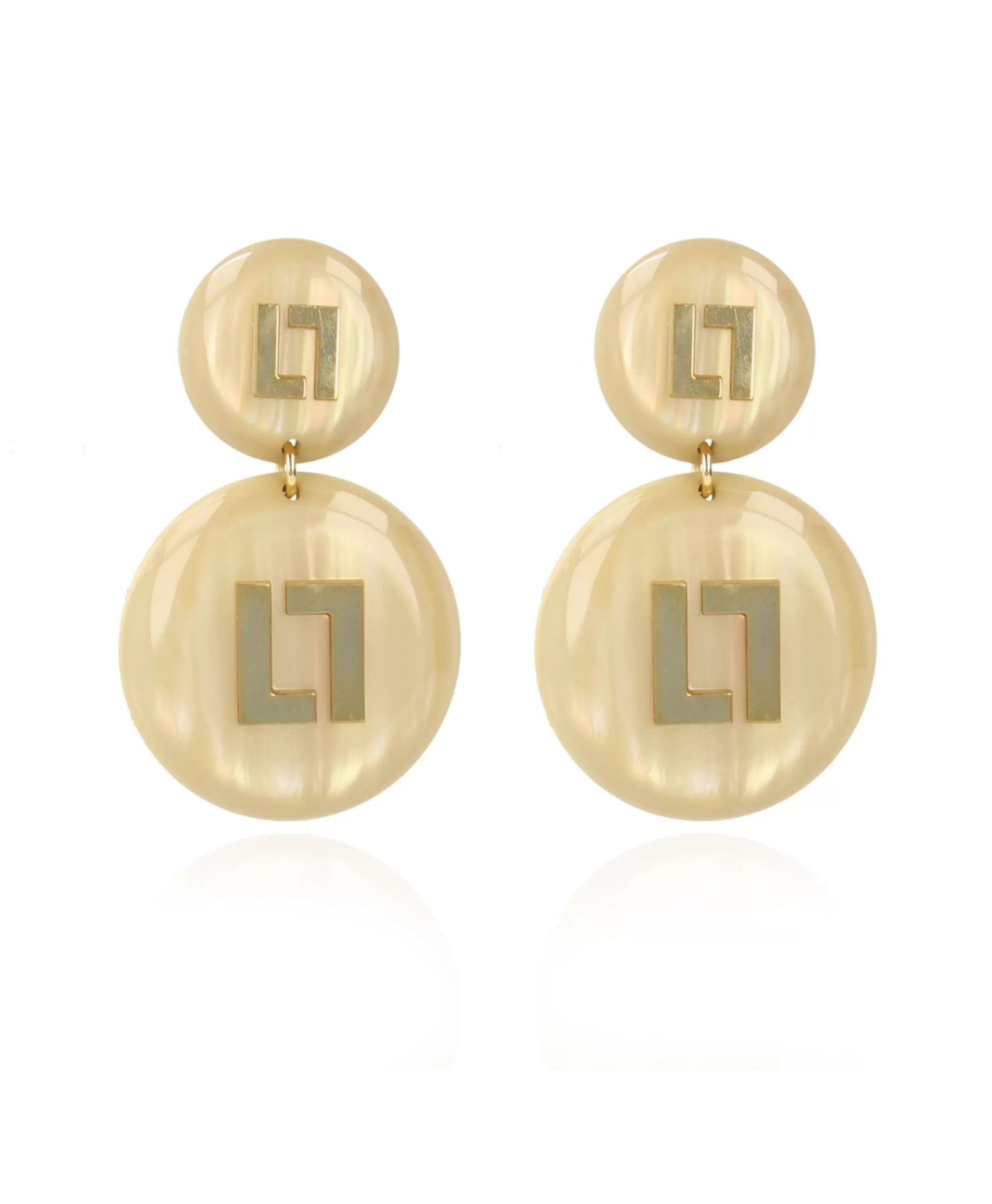 Outlet Oorbellen Ce Re Round Logo Sand Goud Dames Sieraden
