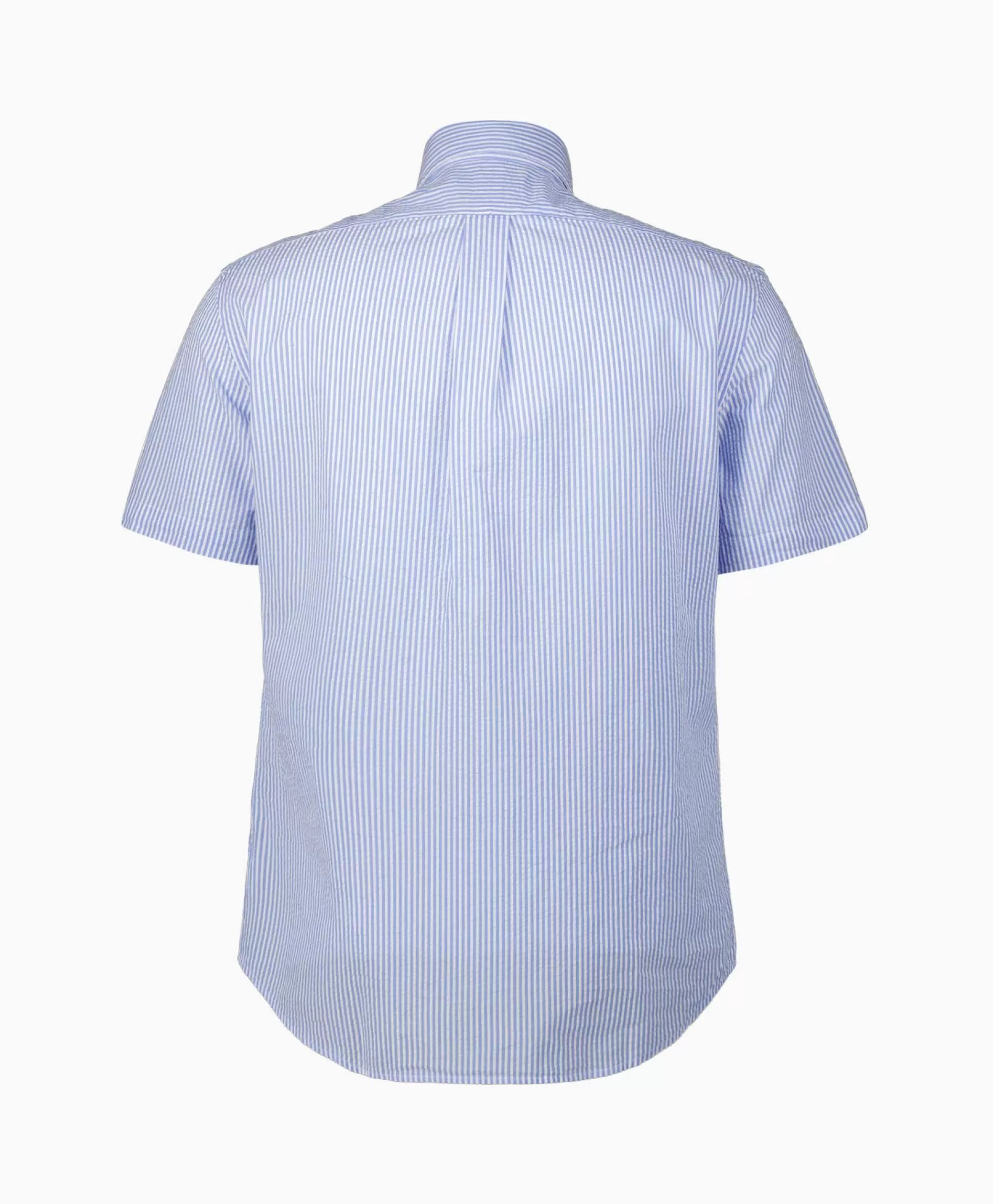 Outlet Overhemd Seersucker Short Sleeve Licht Blauw Heren Overhemden