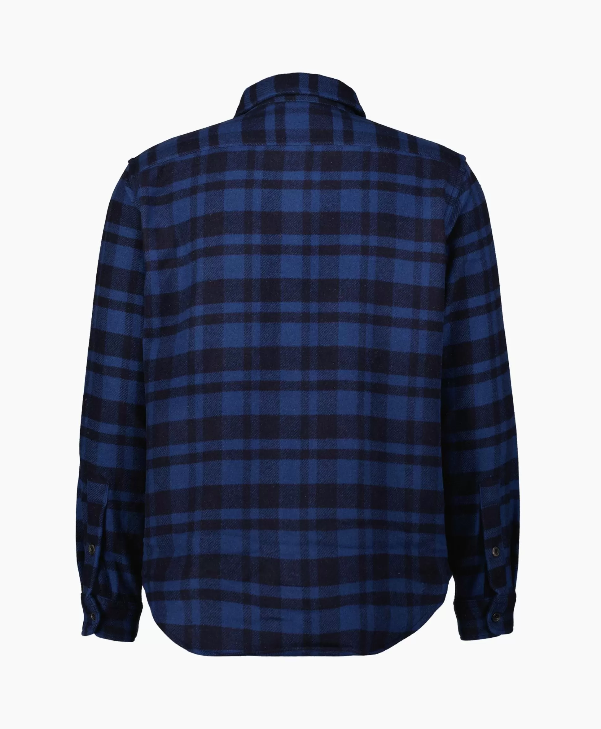 Outlet Overshirt Wool Blend Check Donker Blauw Heren Jassen