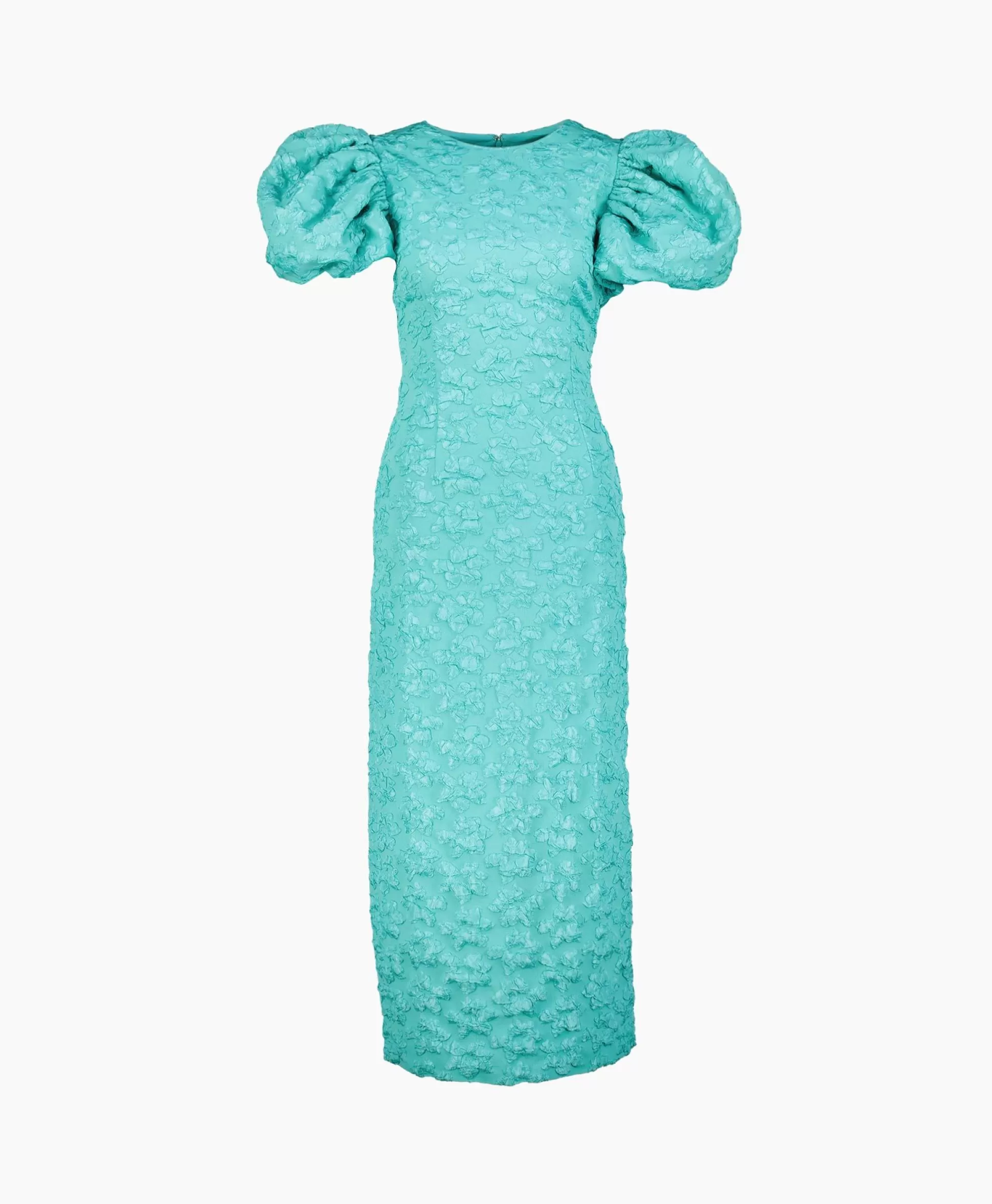 Flash Sale Midi Jurk 3D Jacquard Turquoise Dames Jurken