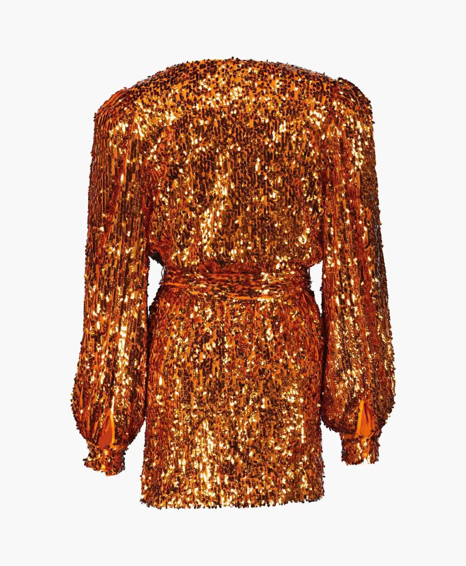 Sale Mini Jurk Sequins Belted Oranje Dames Jurken