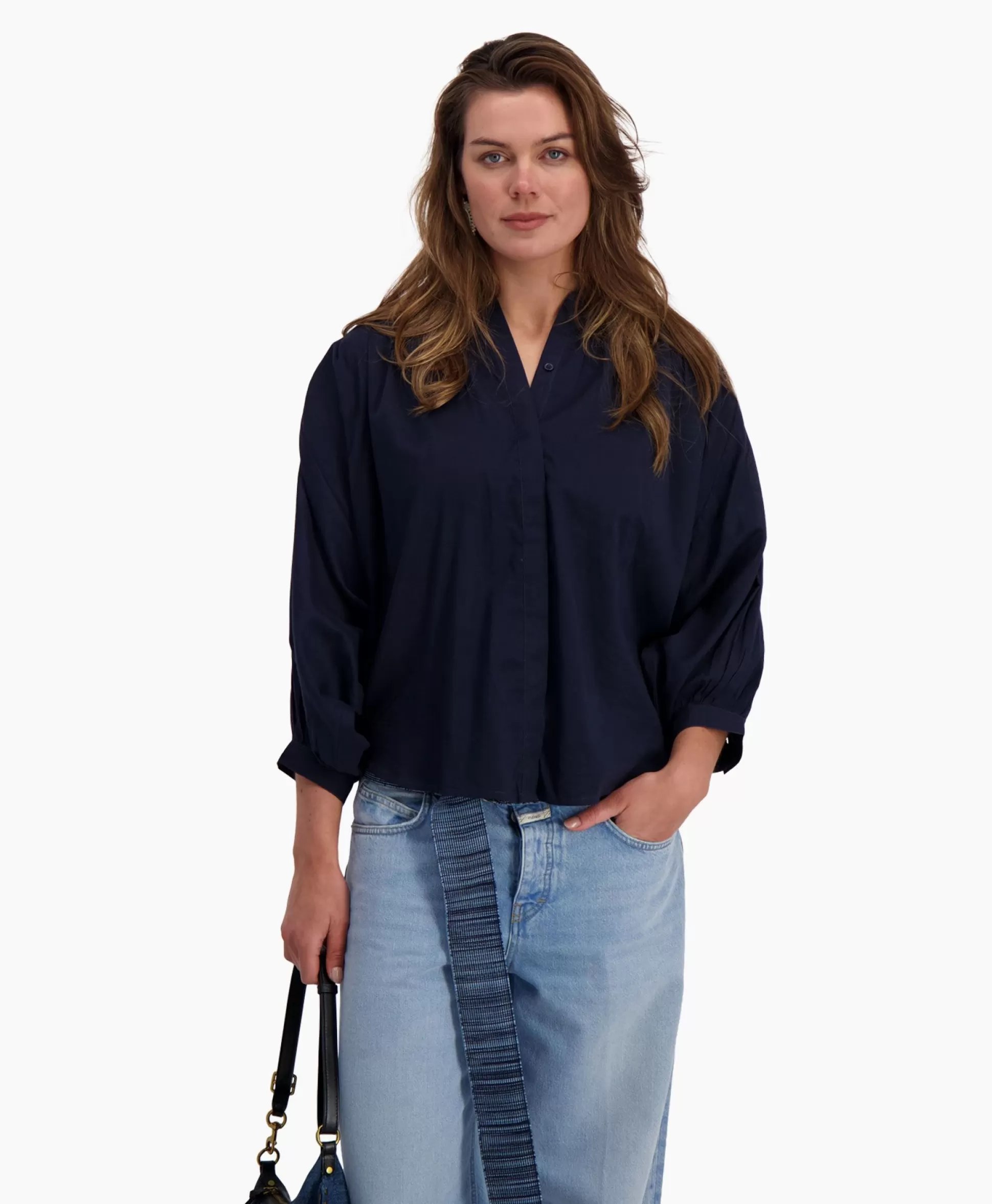 Hot Blouse Balloon Donker Blauw Dames Blouses