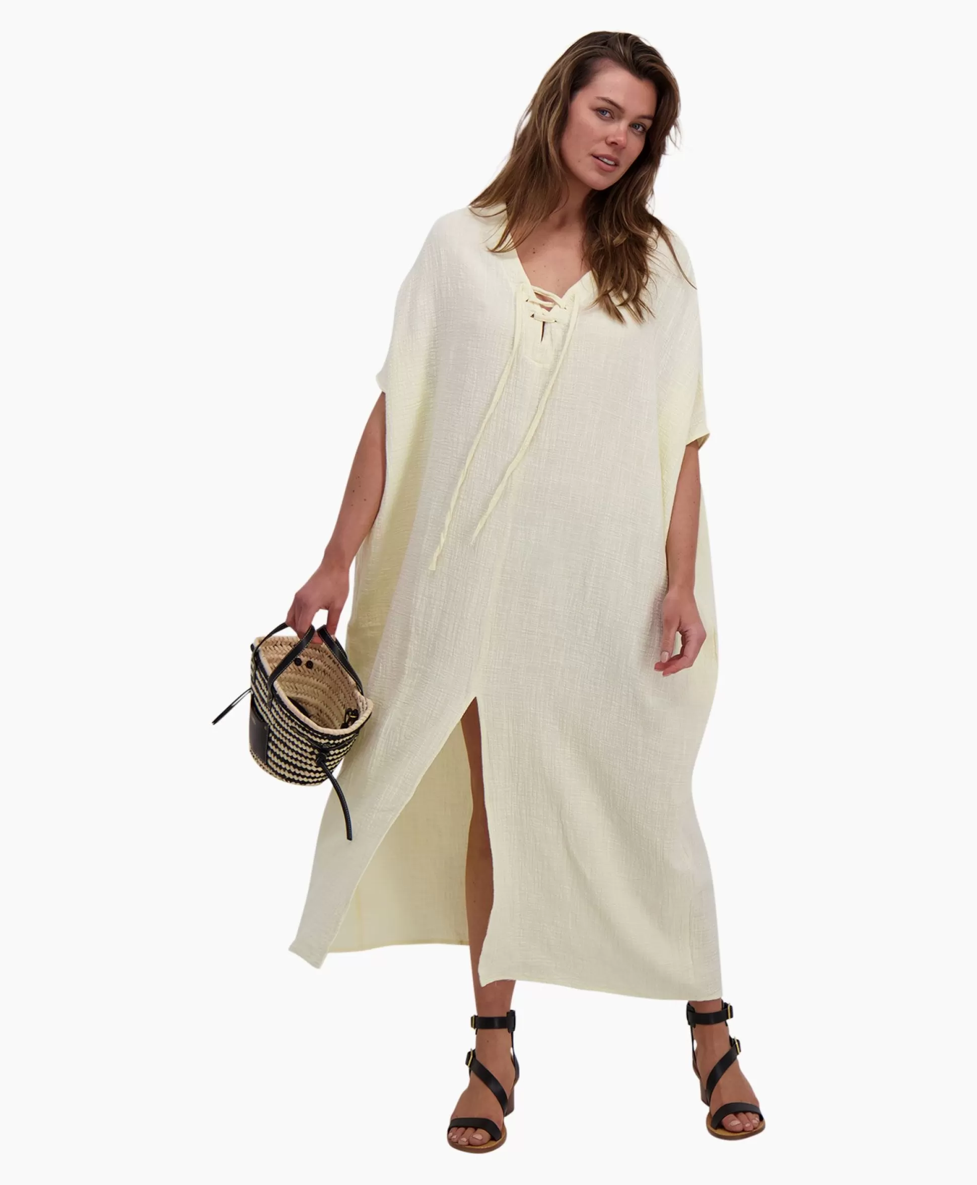 Discount Maxi Jurk Monoi Bamboo Licht Geel Dames Jurken