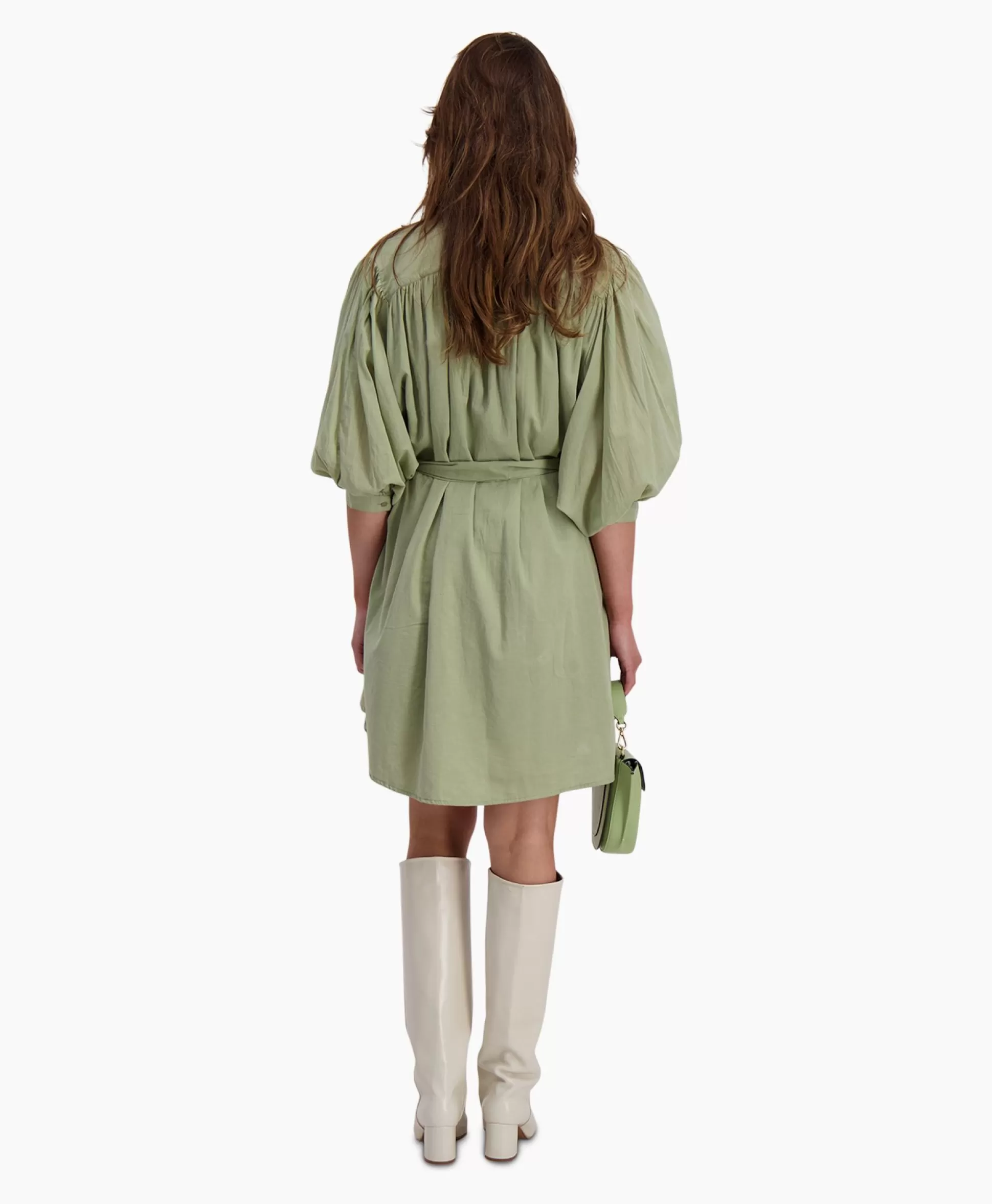 Shop Mini Jurk Balloon Short Double Layered Licht Groen Dames Jurken