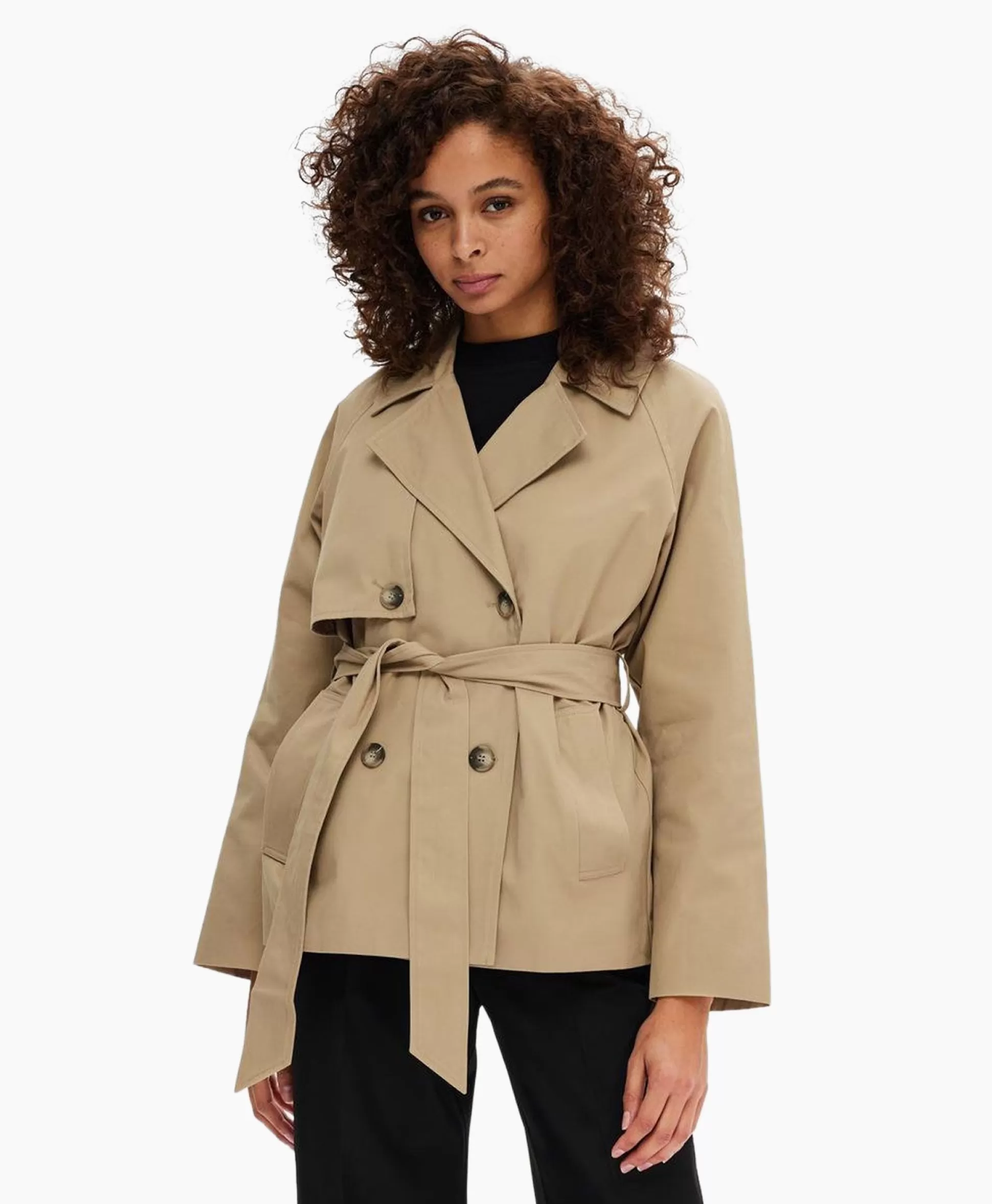 Best Jack Belinda Short Trench Coat Zand Dames Jassen