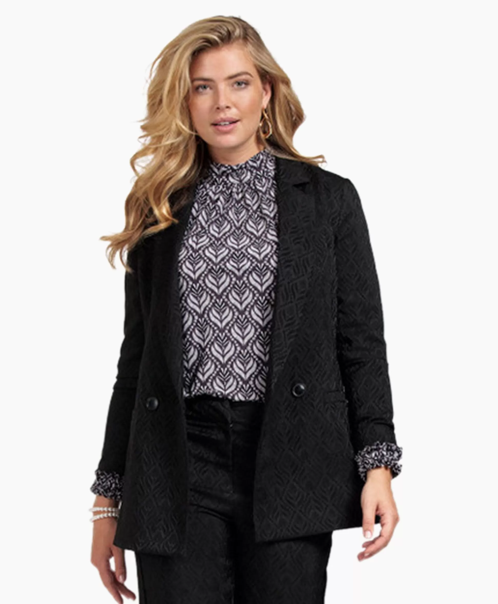 Hot Blazer Sence Orn. Jacquard Zwart Dames Blazers