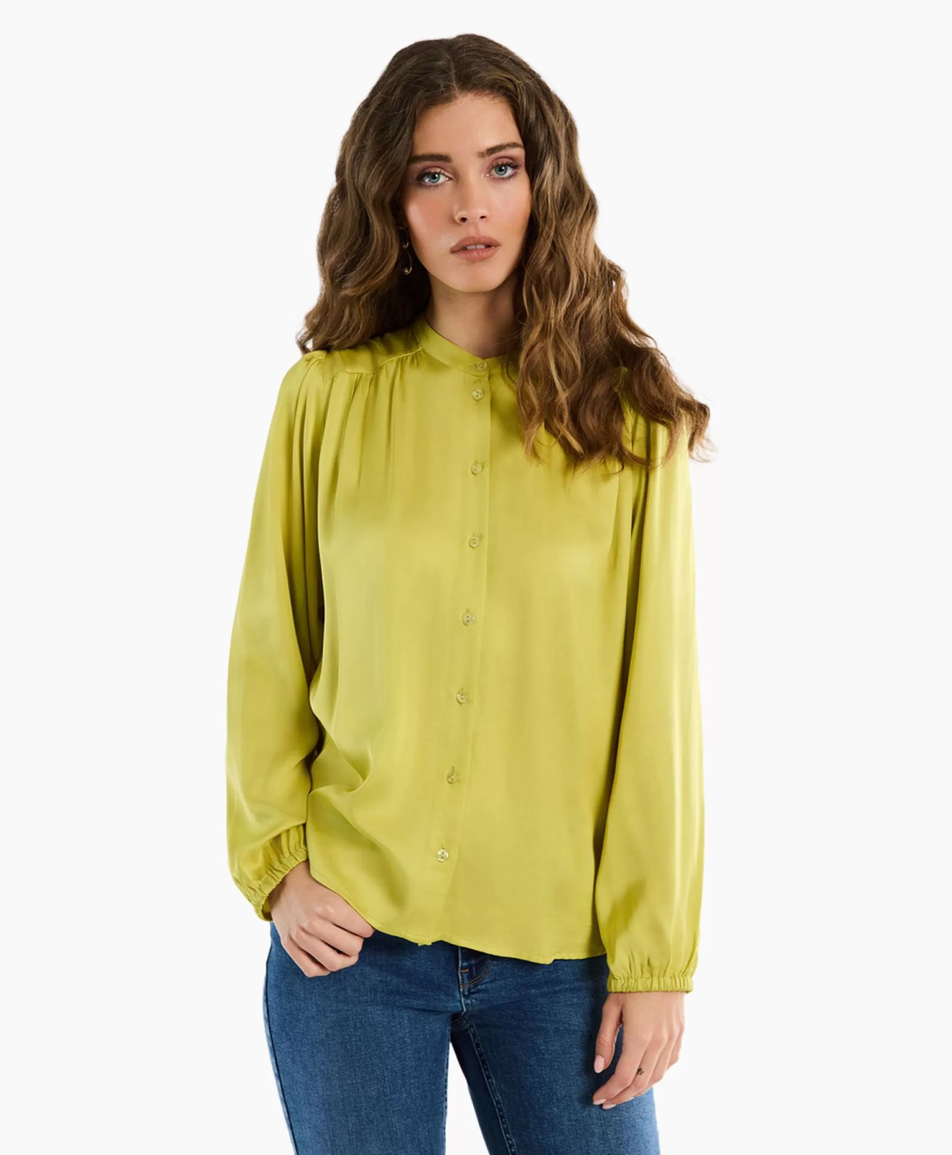 Cheap Blouse Birdie Ls Satin Geel Dames Blouses