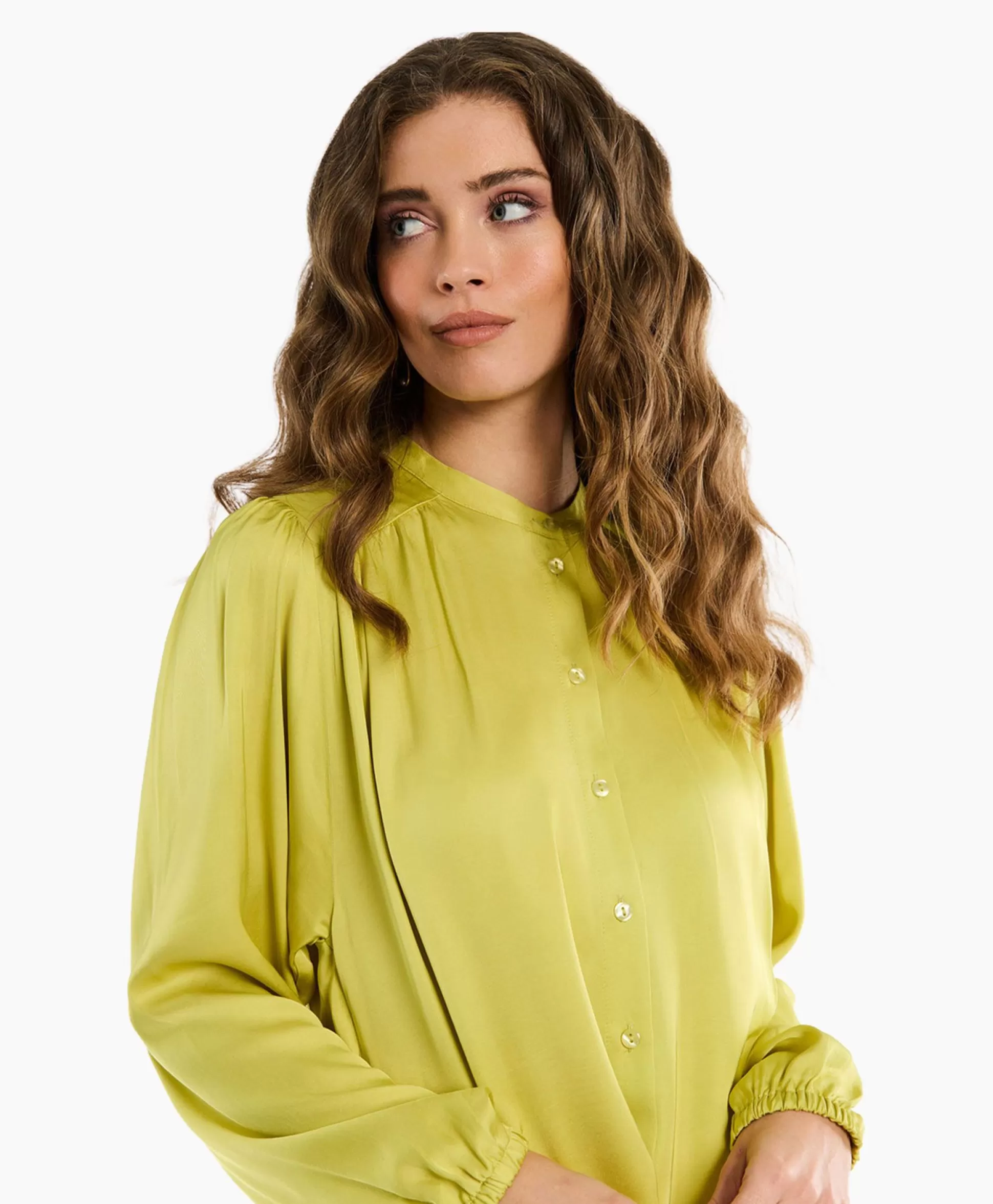 Cheap Blouse Birdie Ls Satin Geel Dames Blouses