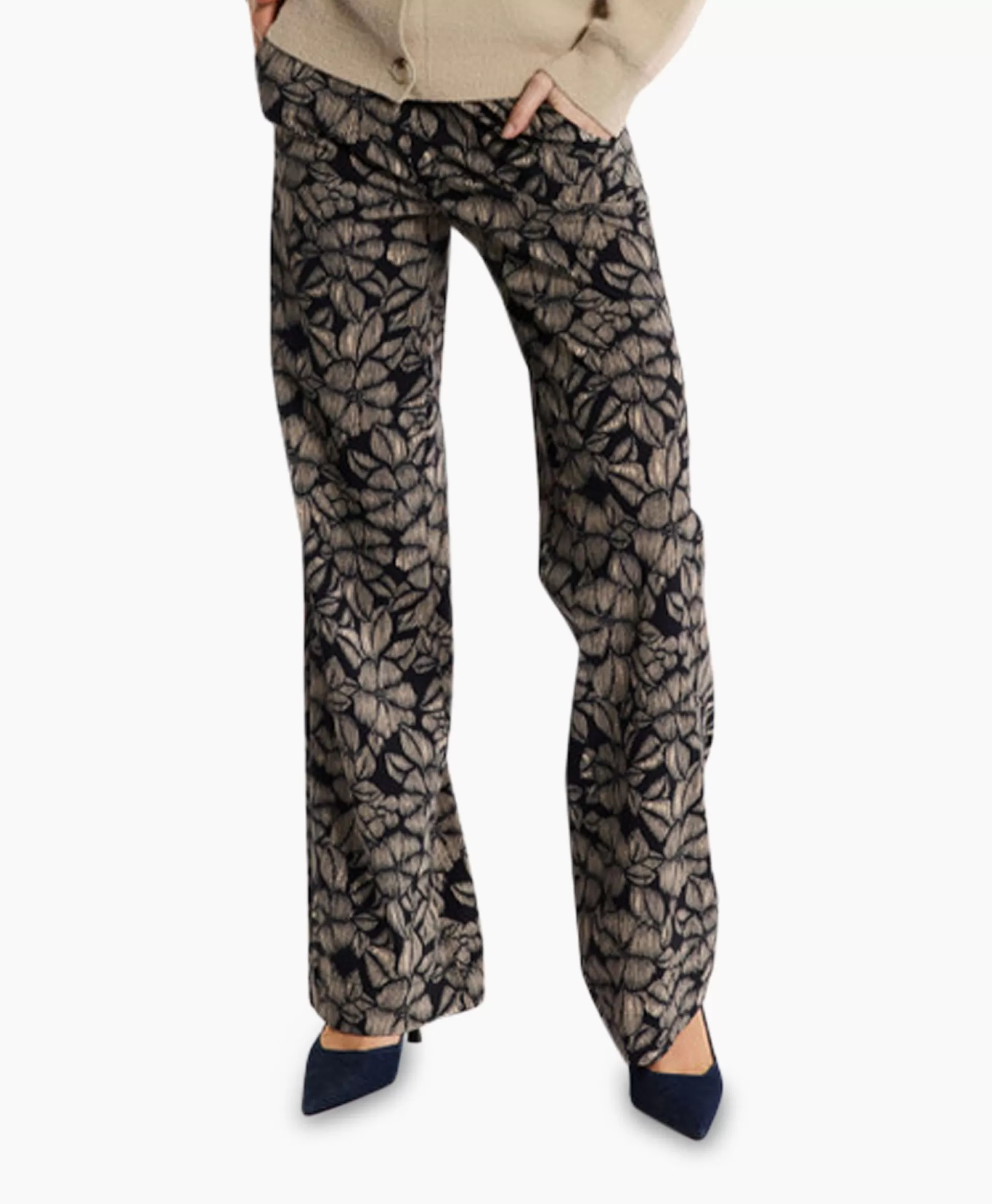 Best Sale Broek Marilon Flower Trousers Zand Dames Broeken