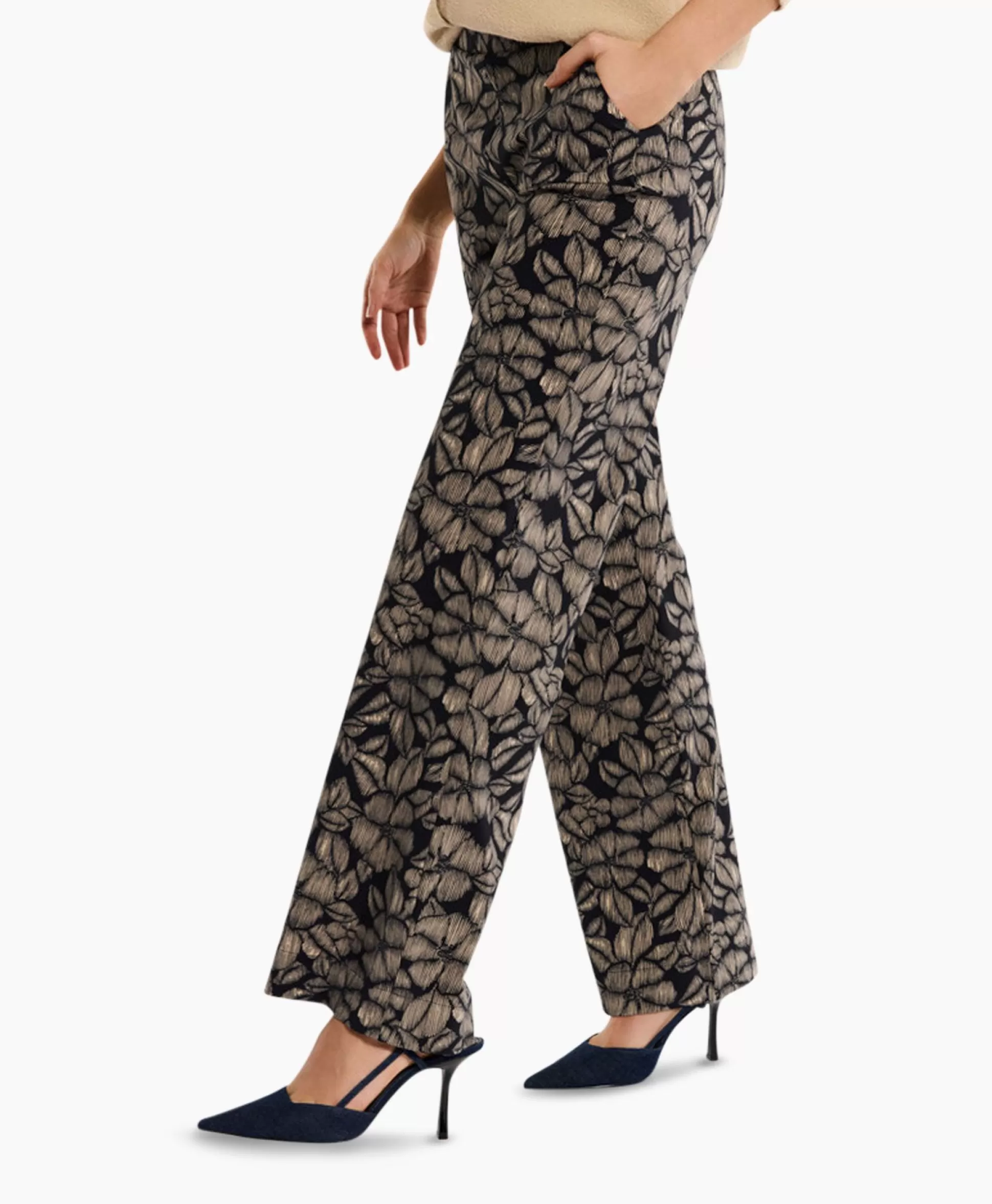 Best Sale Broek Marilon Flower Trousers Zand Dames Broeken