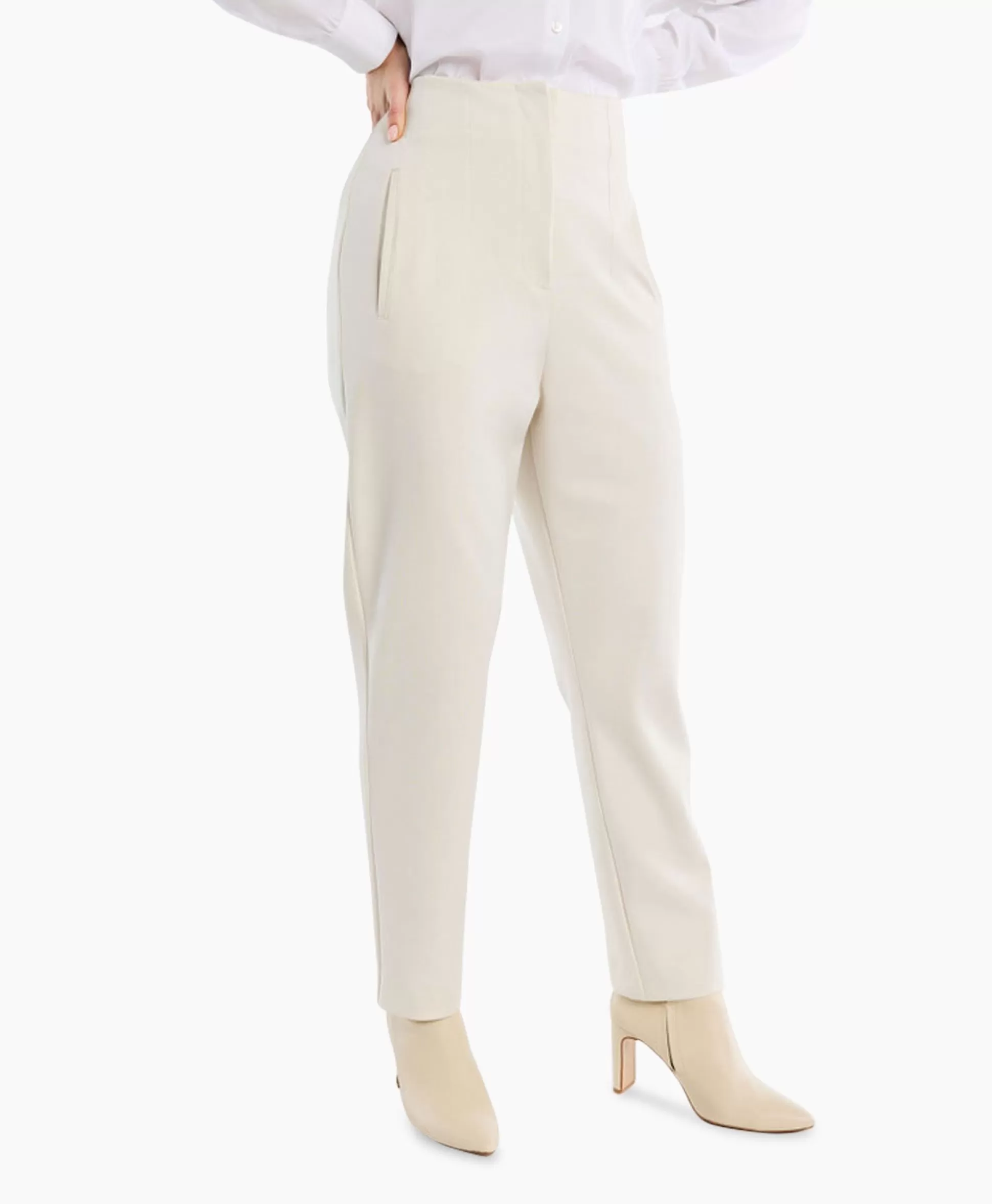 Best Sale Broek Nine Shiny Bonded Trousers Off White Dames Broeken