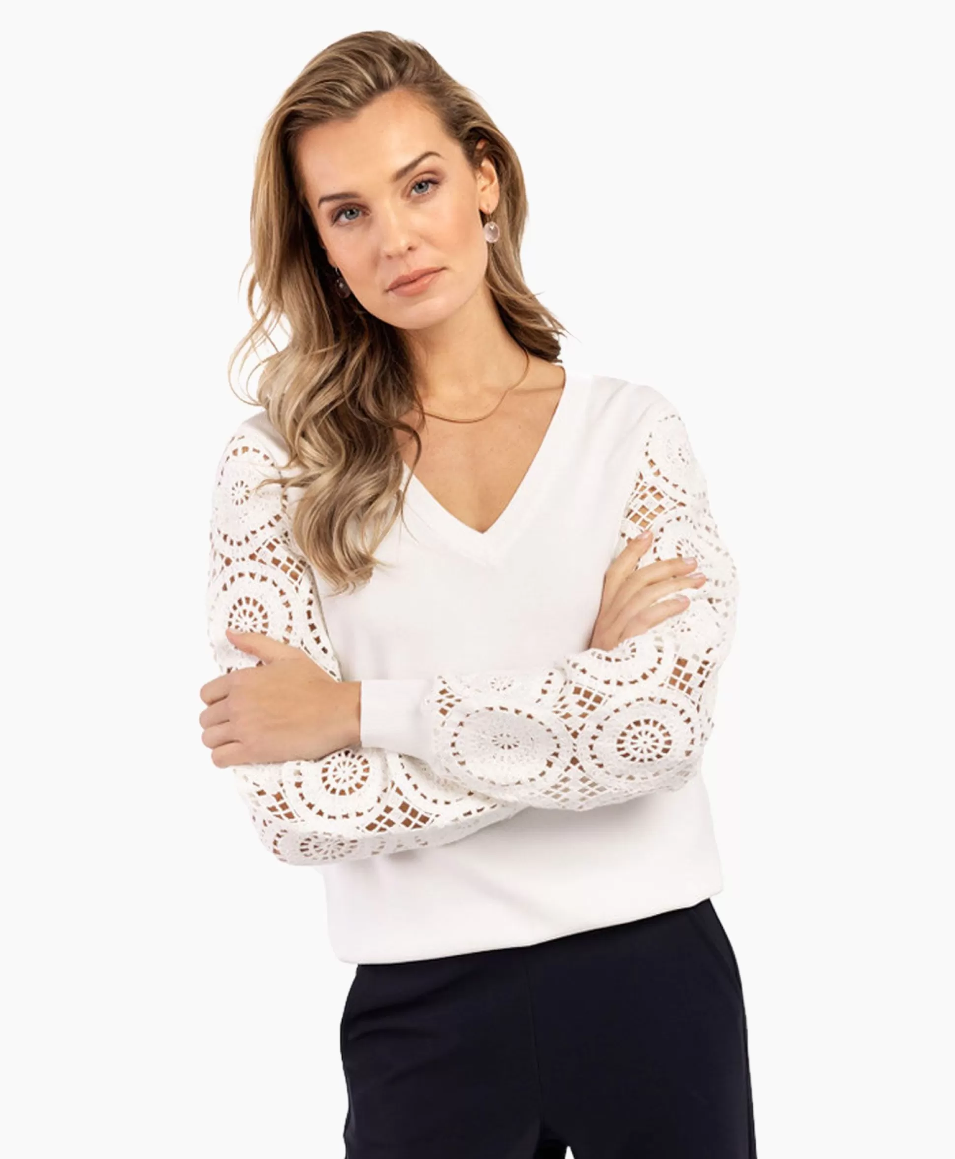 Sale Pullover Dinah Crochet Off White Dames Truien