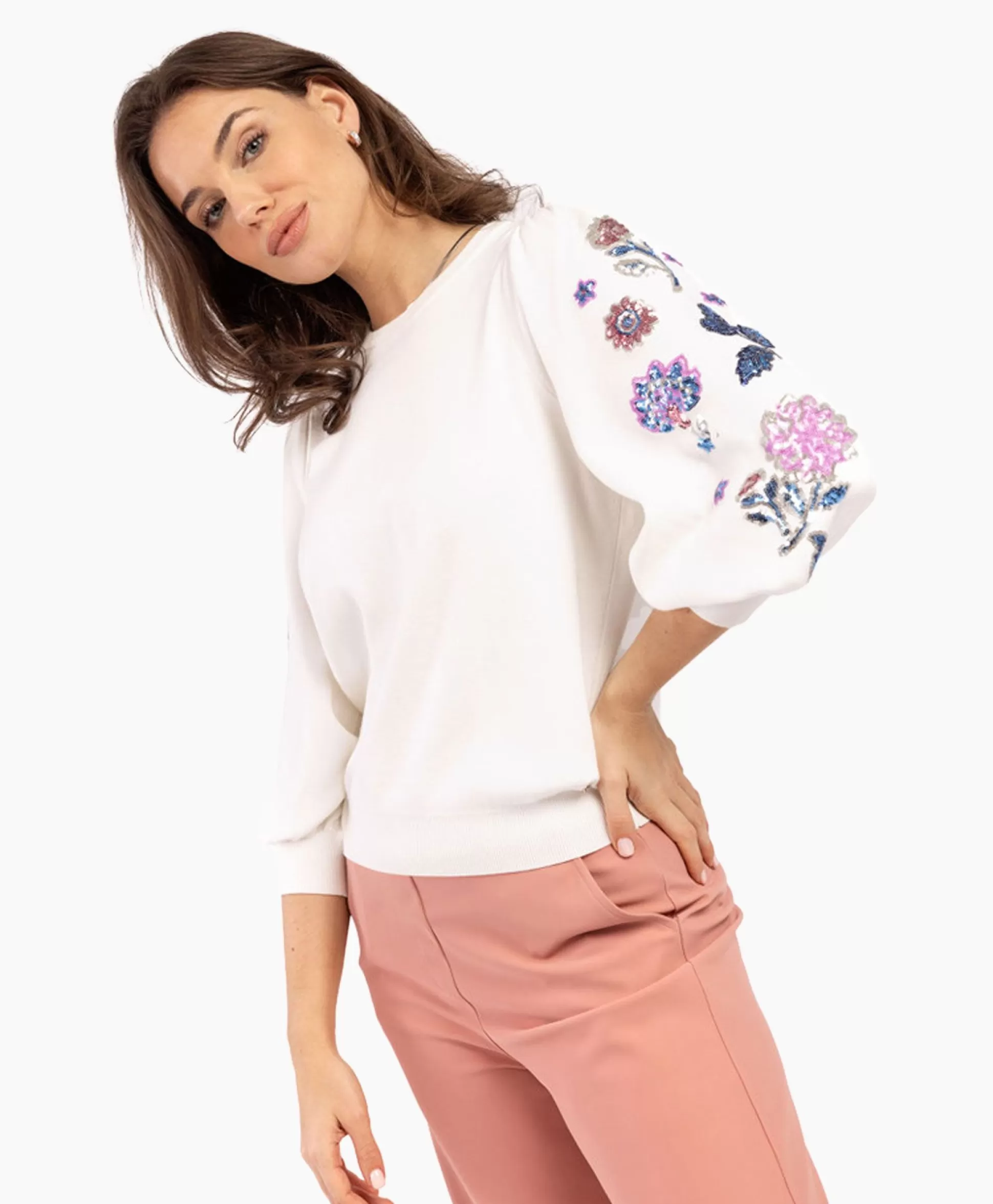 Sale Pullover Hollie Embroidery Ecru Dames Truien