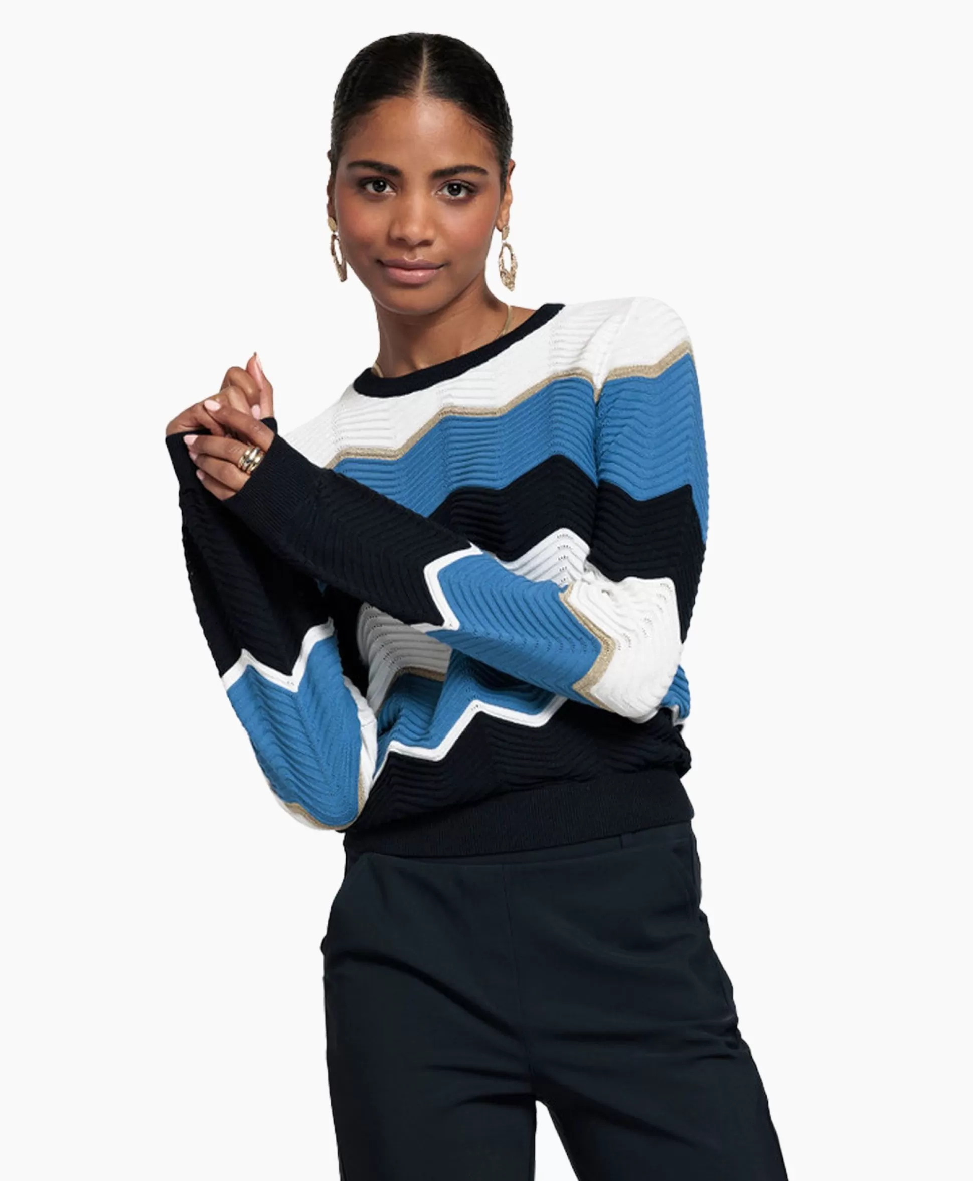 Discount Pullover Isa Zigzag Ajour Ecru Dames Truien