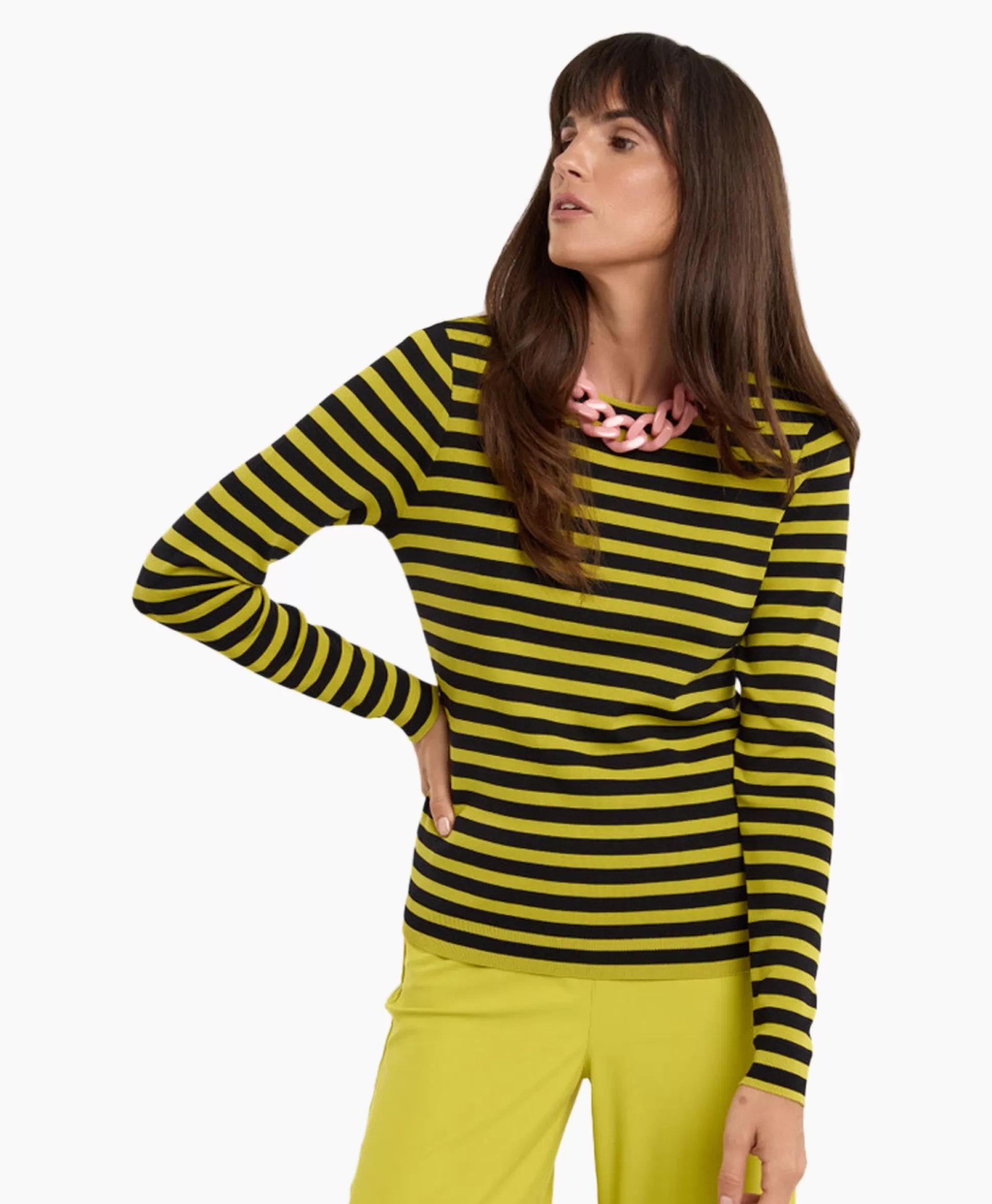 Online Pullover Luna Stripe Zwart Dessin Dames Truien