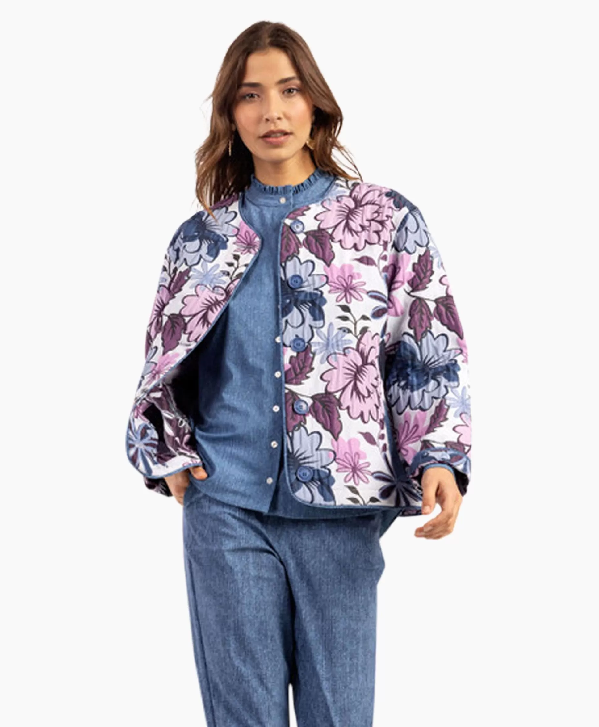 Online Top Esra Jaquard Flower Jacket Ecru Dames T-Shirts & Tops