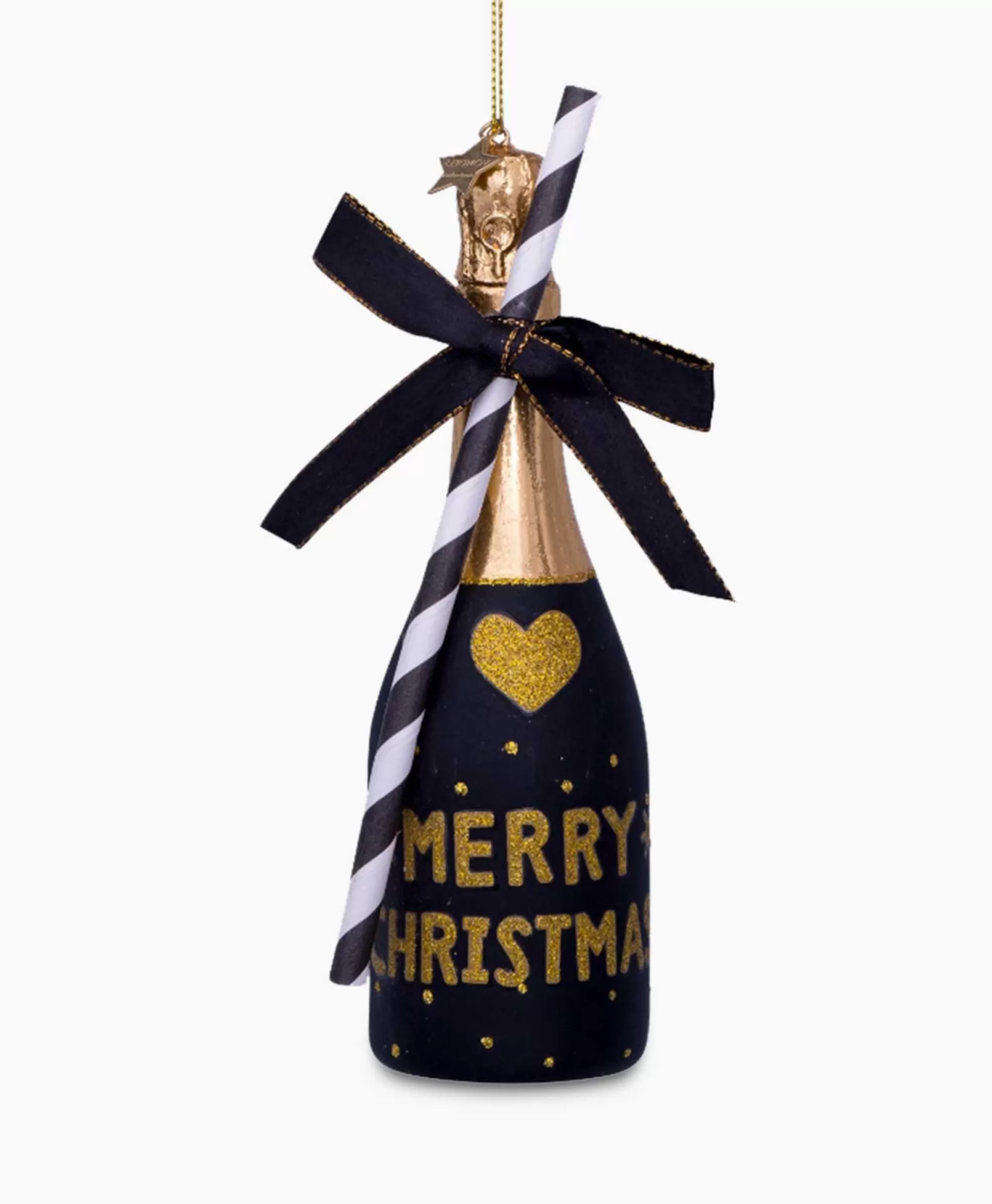 Fashion Kerstbal Champagne Fles Zwart Lifestyle Lifestyle