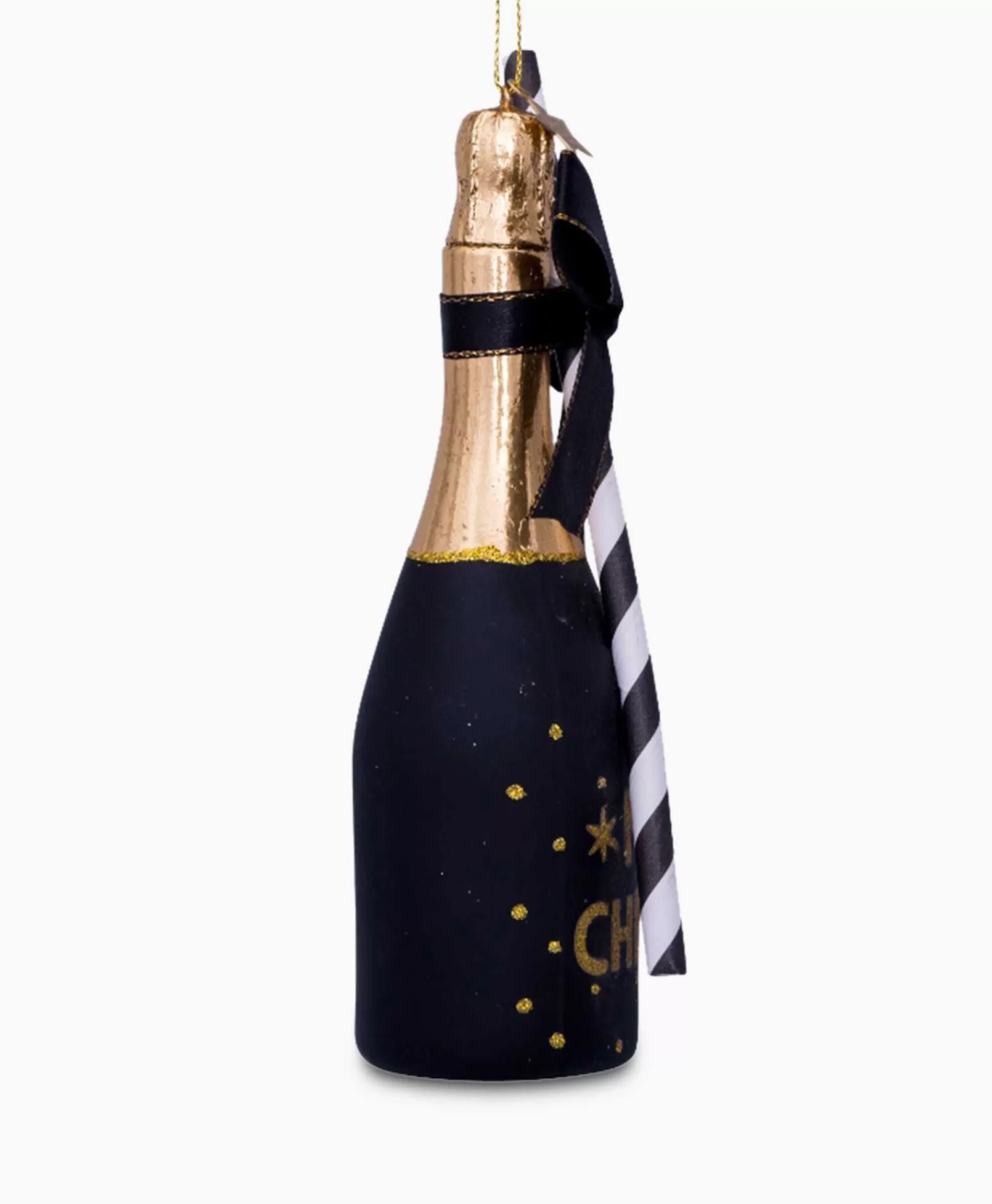 Fashion Kerstbal Champagne Fles Zwart Lifestyle Lifestyle