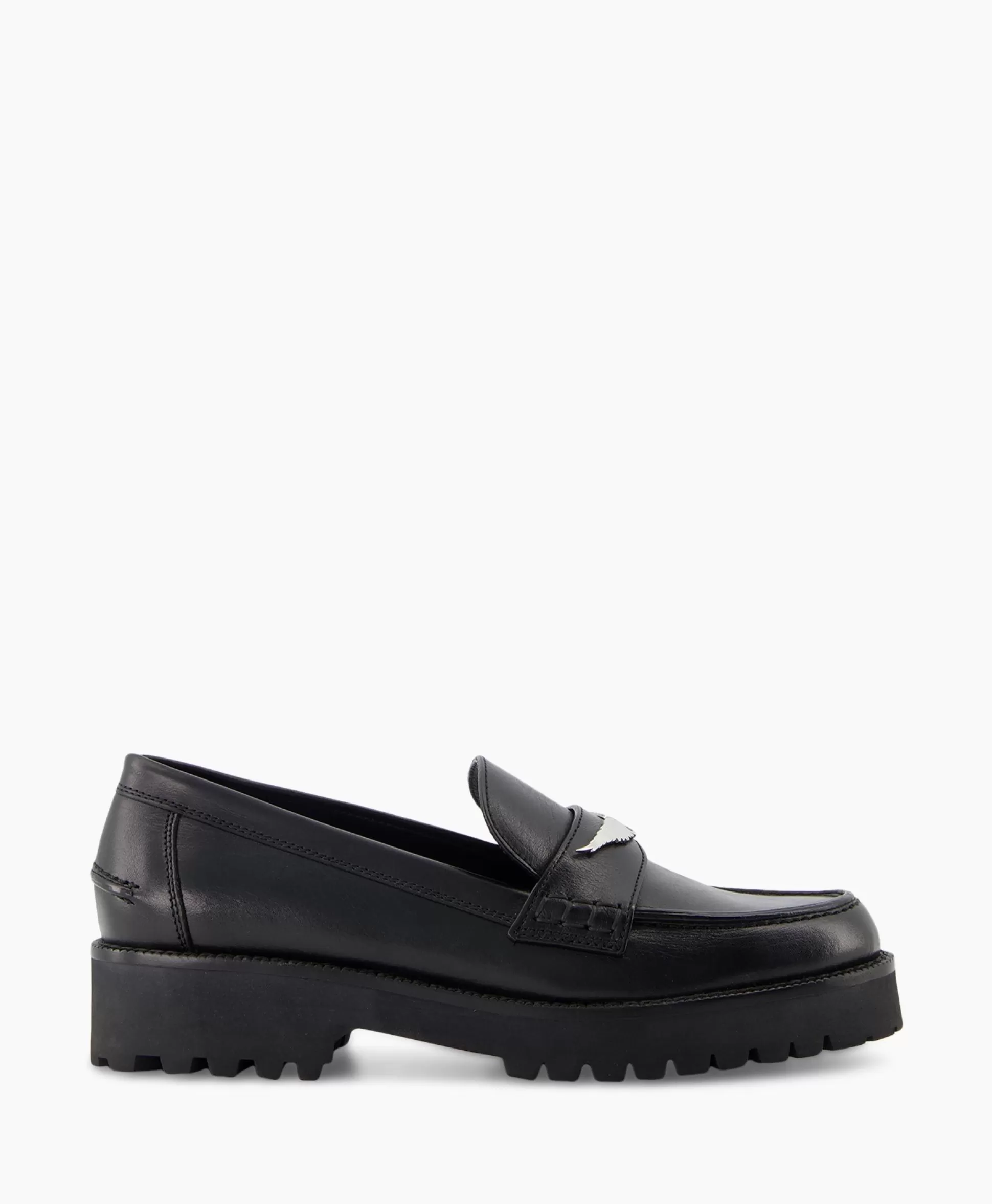 Shop Zadig & Voltaire Loafer Joecassin Semy Shiny Calfskin Zwart Dames Instappers