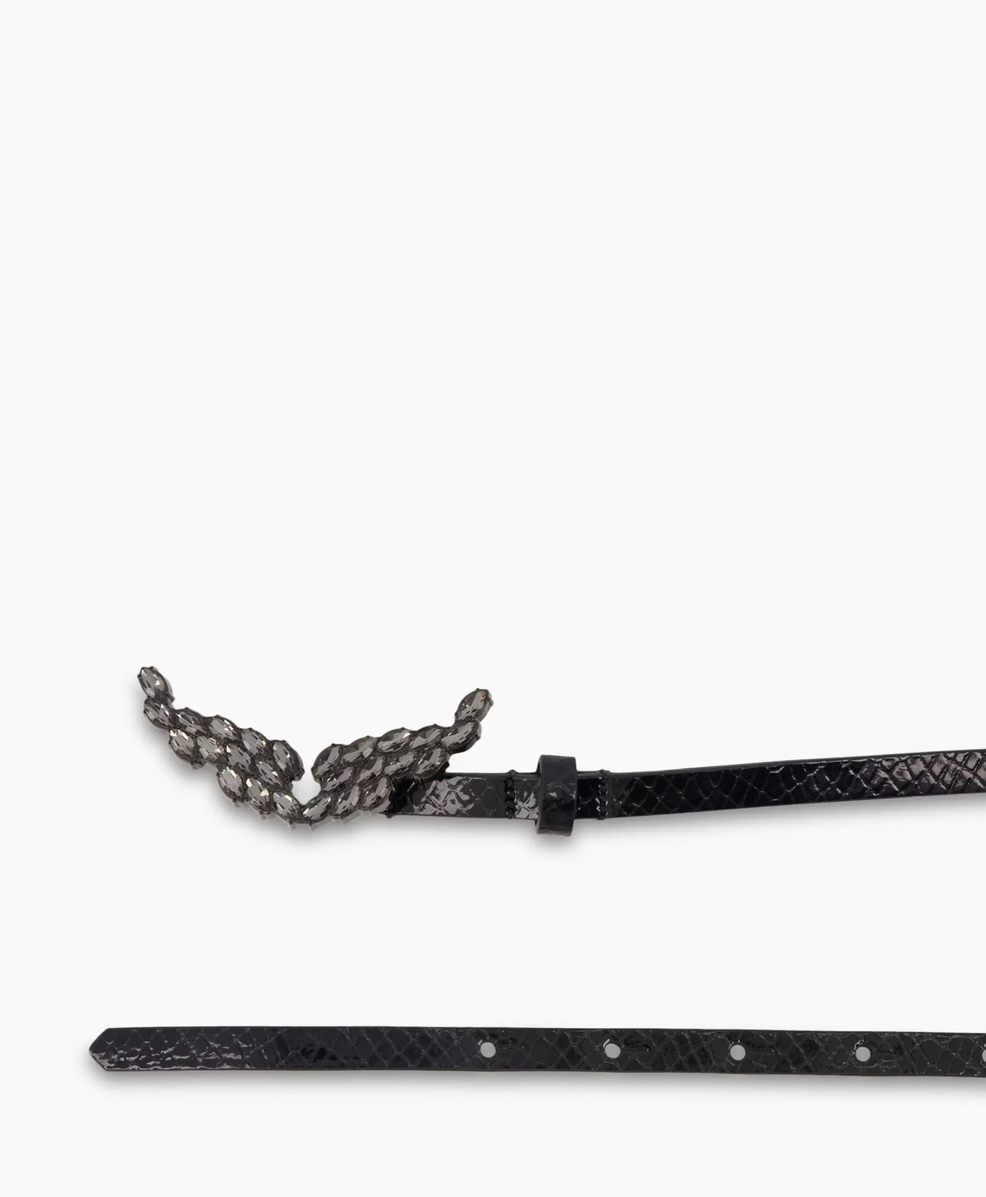 Sale Zadig & Voltaire Riem Rock Glossy Wild + Strass Zwart Dames Riemen