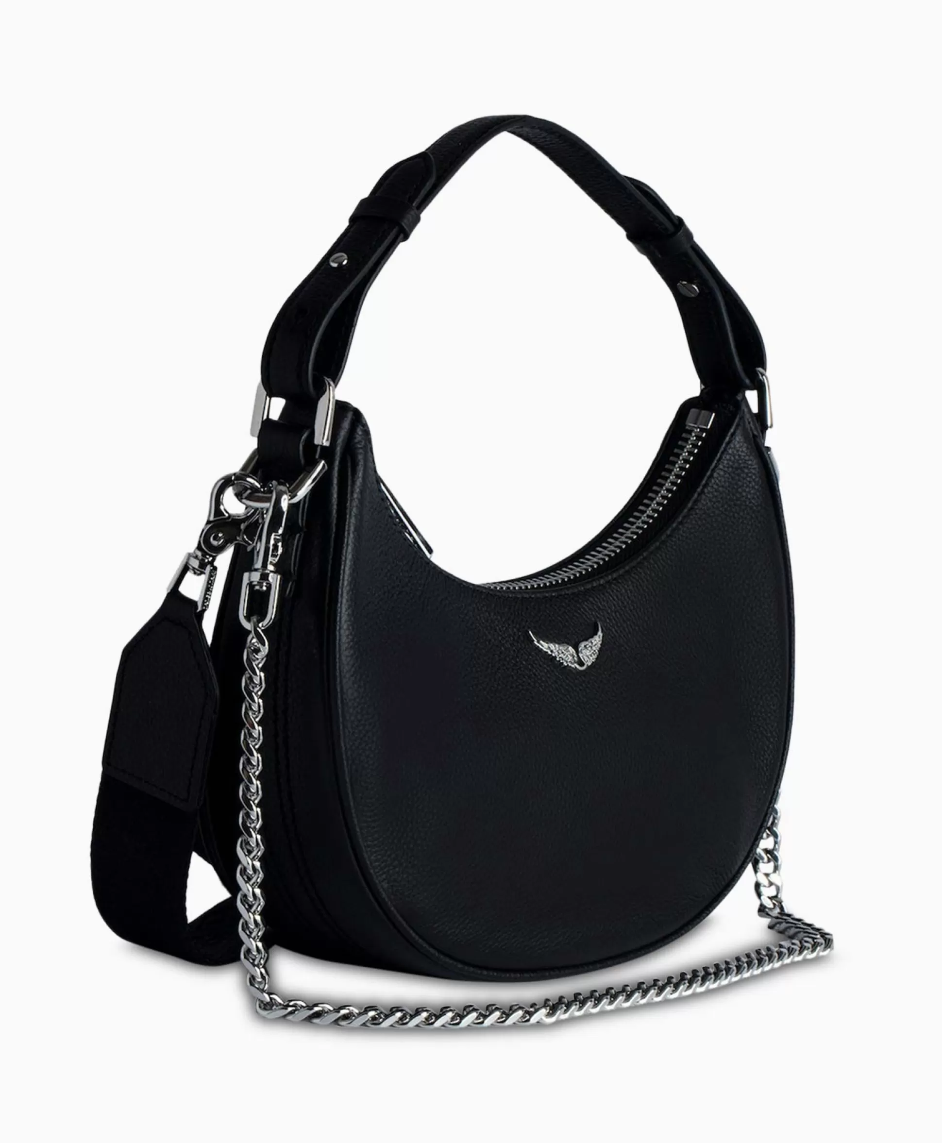 Store Zadig & Voltaire Schouder / Hand Tas Moonrock Grained Leather Zwart Dames Tassen