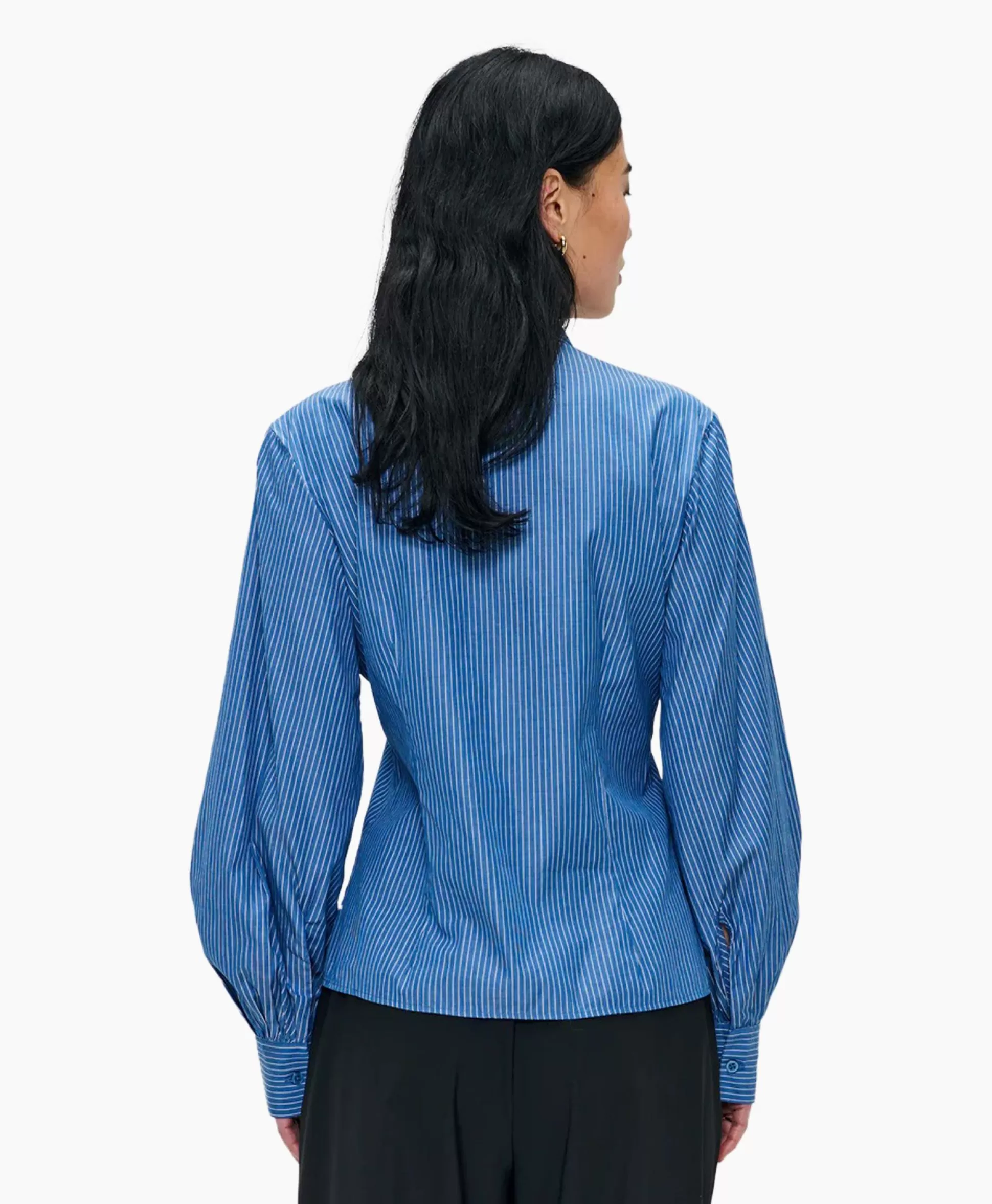 Online Blouse Puff Sleeve Blauw Dames Blouses