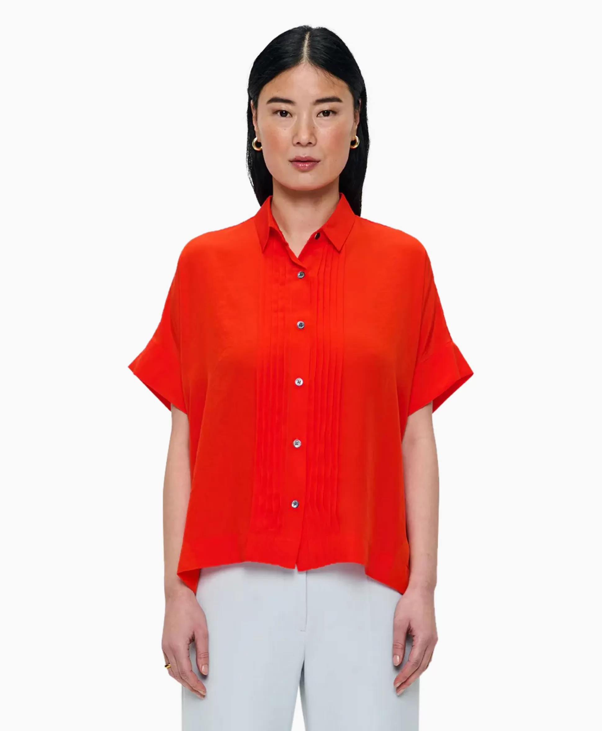 Clearance Blouse Techno Silk Rood Dames Blouses