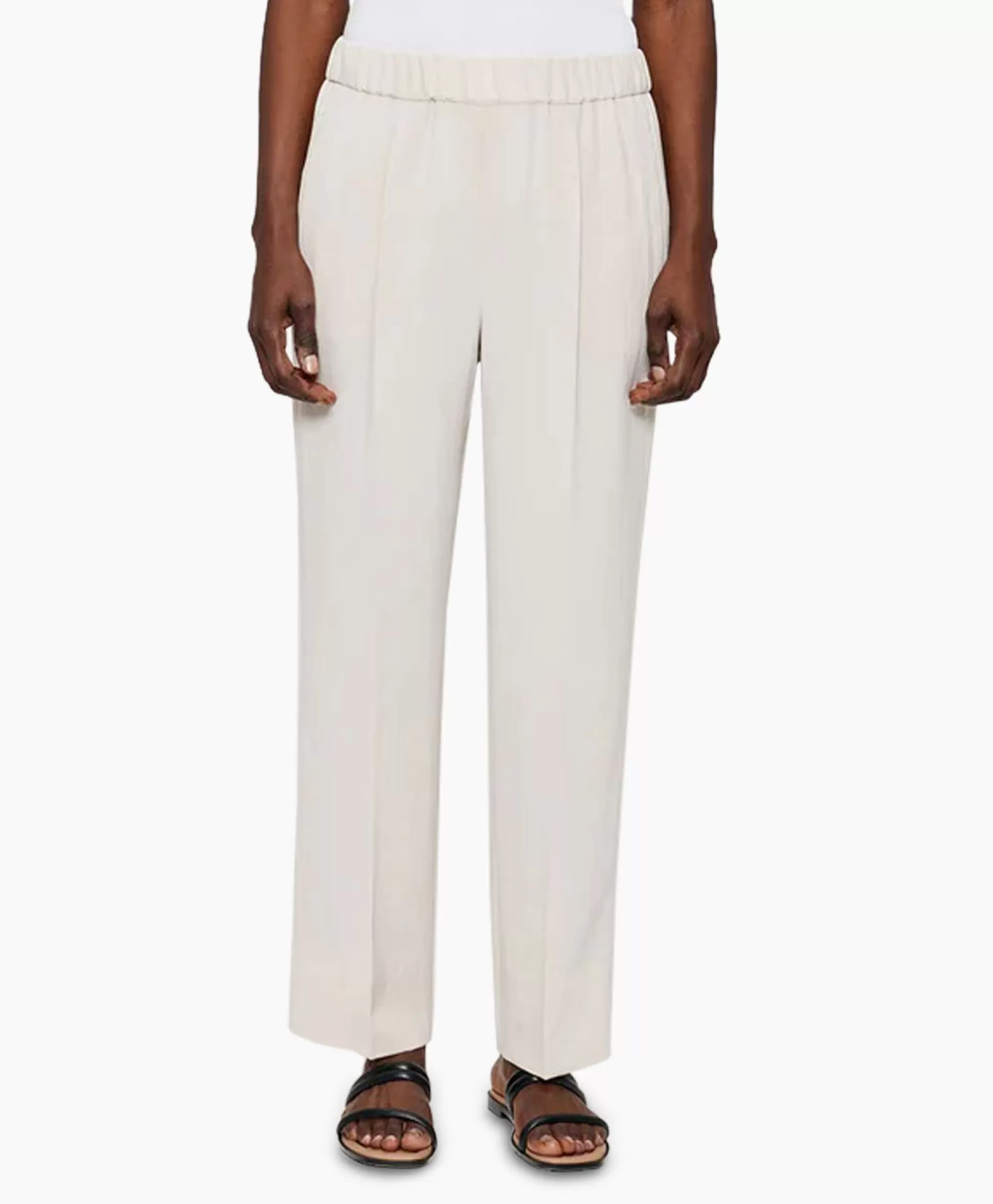 Clearance Chino Japanese Crepe Relaxed Off White Dames Broeken