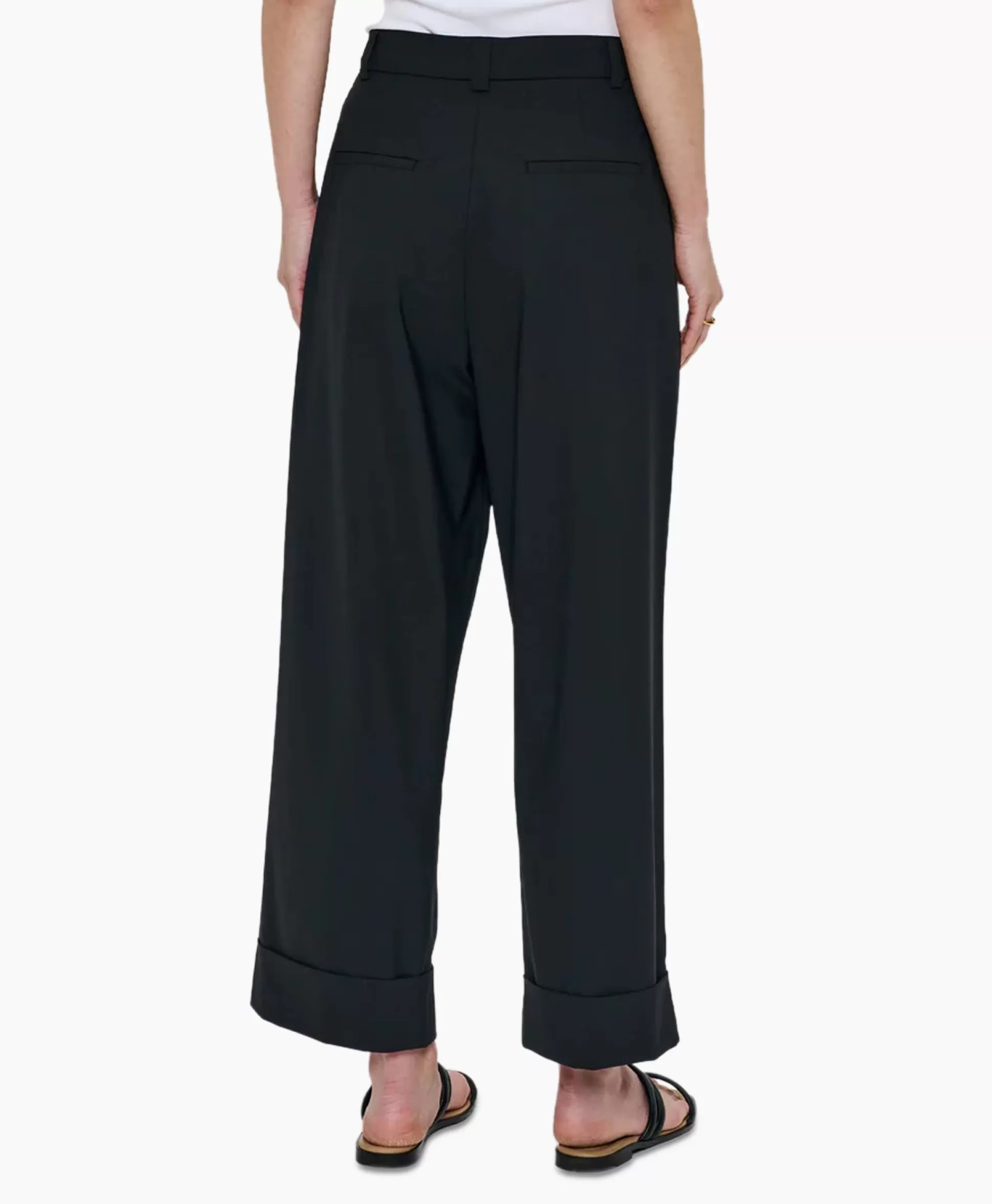 New Pantalon Tropical Wool Straight Zwart Dames Broeken